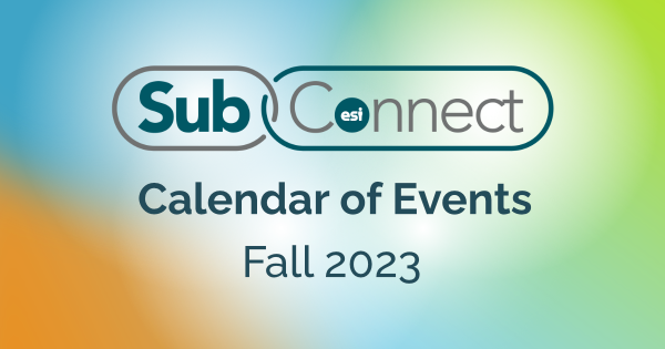 SubConnect logo with Calendar of Events text below logo.  Fall 2023 text below Calendar of Events text.